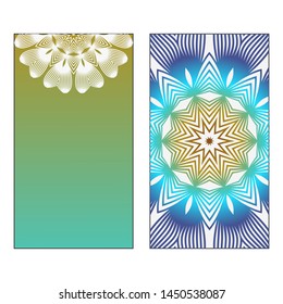Creative invitation card template with floral round mandala. Vector illustration. Pastel color