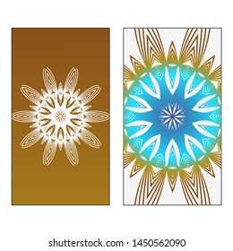 Creative invitation card template with floral round mandala. Vector illustration. Pastel color