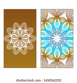 Creative invitation card template with floral round mandala. Vector illustration. Pastel color