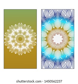 Creative invitation card template with floral round mandala. Vector illustration. Pastel color