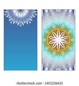 Creative invitation card template with floral round mandala. Vector illustration. Pastel color