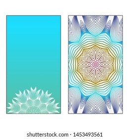 Creative invitation card template with floral round mandala. Vector illustration. Pastel color
