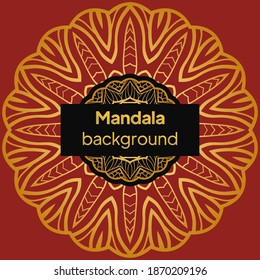 Creative invitation card template with floral round mandala. Vector illustration.