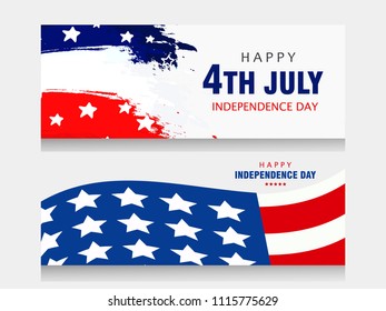 Creative Invitation Flyer decorated with blue and red brush strokes for American Independence Day Party celebration with USA flag and 4th july text,
USA Independence Day banner for sale, 