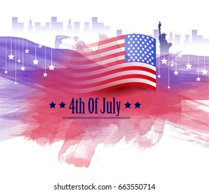 Creative Invitation Flyer decorated with blue and red brush strokes for 4th of July, American Independence Day Party celebration.