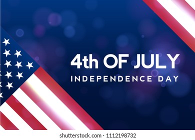 Creative Invitation Flyer design for American Independence Day Party celebration. 4th of July background, horizontal holiday vector pattern with stars of United States flag colors blue, red and white.