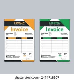 Creative Invoice Design Templates. Office money bills or price receipt Bill invoices and payment agreement design. Bill form business invoice accounting.