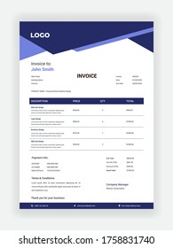 Creative Invoice Design For Your Business Vector Template Design