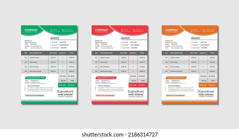 Creative invoice template and stationery design payment agreement design