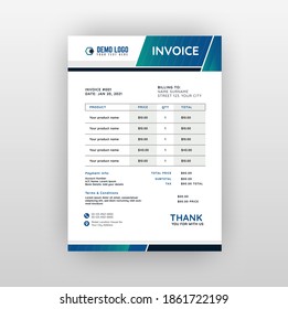 Creative invoice Template . Vector Business Stationery Design. Print Template