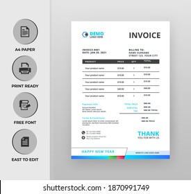 Vorlage für kreative Rechnungen. Vector Business Stationery Design. Vorlage drucken	