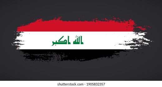 Creative Iraq country grungy brush flag for independence day