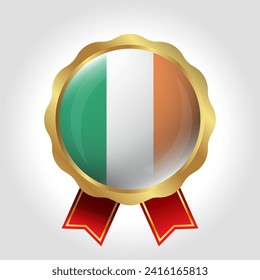 Creative Ireland Flag Label Vector Design