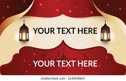 Creative islamic new year design with hanging lanterns, Eid Background, Ramadan Background, Eid-ul-fitr background design, Eid-ul-adha red background vector design