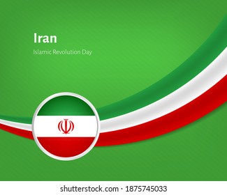 Creative islamic revolution day of Iran greeting background with wavy flag illustration