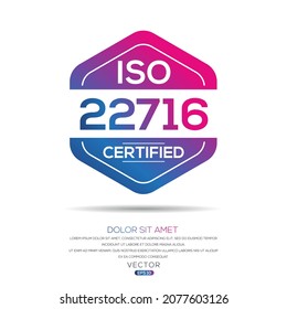 Creative (ISO 22716) Standard quality symbol, vector illustration.