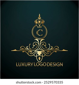 creative isoliert c letztere logo design, luxus c letztere mit modernen business vektor vorlage, kreative neue c monogramm letztere design mit goldener farbe und crow design