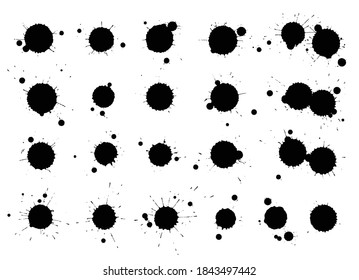 Manchas de pincel aisladas creativas. Manchas abstractas de forma de manchas de tinta con textura. Elementos de diseño gruesos. Colección de diferentes gotas