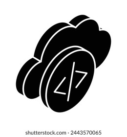 Creative isometric icon of cloud coding, ready to use and download