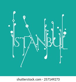 Creative Istanbul typography, digital custom lettering with flourishes