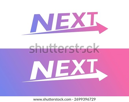 Creative italic Letter "NEXT" with Next Typography on top of the growth arrow symbol logo vector design concept. Letter "NEXT" symbol for future technology, corporate identity, business, new tech.