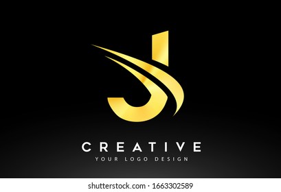 Diseño con logotipo de carta creativa J con ilustración vectorial de icono de Swoosh.