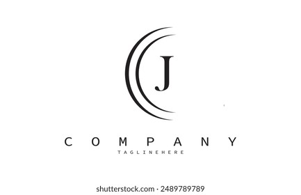 Creative J Letter Logo Design with Swoosh Icon Vector.