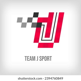 Creative J letter racing and sports logo. Modern pixel with new culture colors. Font alphabet template. Creative contest geometric. vector	