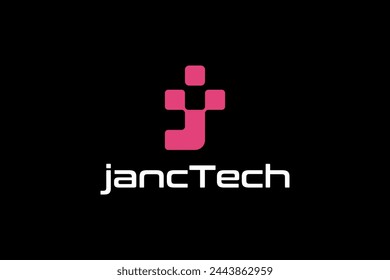 Vector de diseño de logotipo de tecnología de letras J creativas