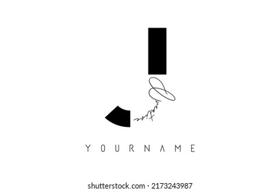 Logo de Creative J con cortes y diseño de concepto de texto escrito a mano. Carta con diseño geométrico. Ilustración vectorial con letra y corte creativo.