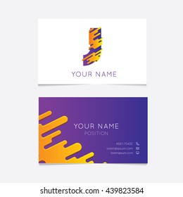 Creative J logo on Business Card Template. Abstract Editable  Alphabet. Type Characters Logotype symbols.