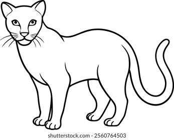 Creative Jaguarundi Line Art Vector Illustration Drawing