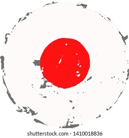 Creative Japan flag on round and grunge backdrop.