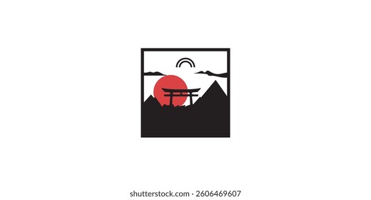 Creative japanese icon logo design with unique concept premium vector