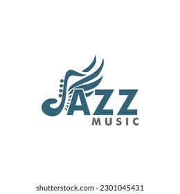 Creative Jazz music logo vector with wing, music logo template