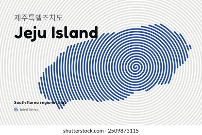 Mapa da ilha de Jeju criativo com padrão espiral. Série de mapas regionais da Coreia do Sul