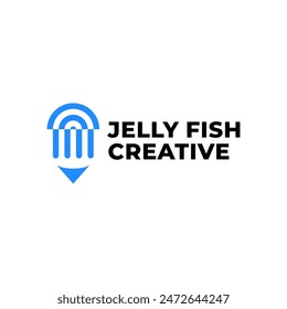 CREATIVE JELLYFISH PENCIL LOGO ICON ILLUSTRATION