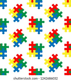 Creative jigsaw puzzles seamless on white background, Pattern graphic style, Vector illustration