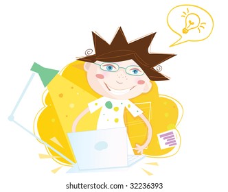 Creative job â?? Designer. Designer got right now perfect idea! Art vector Illustration. See similar pictures in my portfolio!