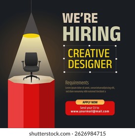 creative job vacancy. Hiring job creative graphic designer vector illustration banner design