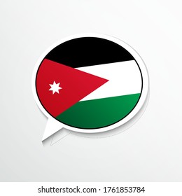 Creative Jordan country flag on speech bubble. Abstract languages concept flat illustration