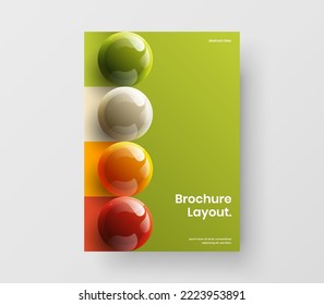 Plantilla de diseño vectorial de portada de diario creativo. Diseño de presentación de esferas realistas multicolores.