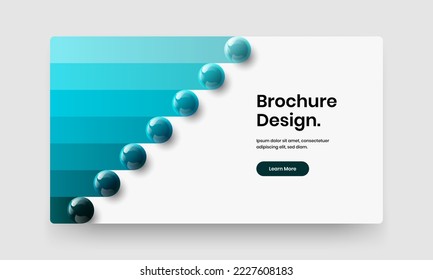 Creative journal cover vector design layout. Trendy realistic balls front page concept.
