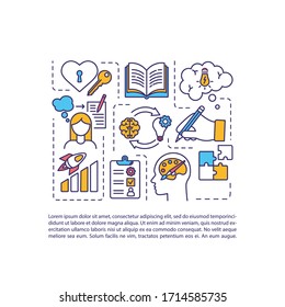 Creative journaling concept icon with text. Free writing in personal diary. Inspiration for ideas. PPT page vector template. Brochure, magazine, booklet design element with linear illustrations