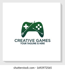 creativo icono joystick plantilla vectorial, logotipo de juegos vectorial