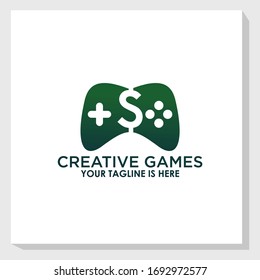 creativo icono joystick plantilla vectorial, logotipo de juegos vectorial