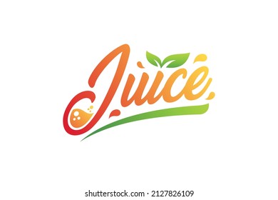 Creative Juice Typography Logo Design With Green Leaf