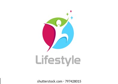 Creative Jumping Happy Person Freedom Metaphor Gift Hope Logo Design Symbol Illustration
