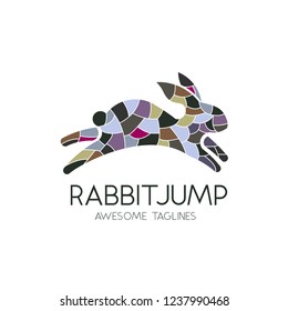 Creative Jumping Rabbit Or Bunny Logo Vector Concept Element