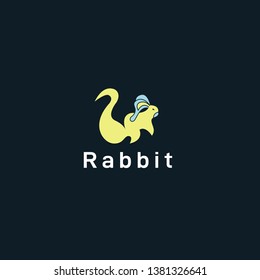 creative jumping rabbit or bunny logo vector concept element